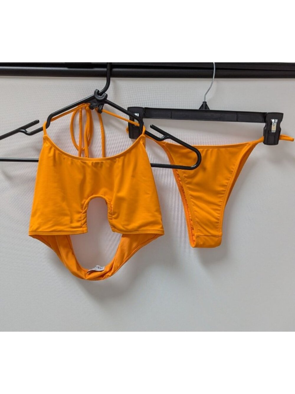 ICON SWIM Orange Halter Neck & Thong Bikini Swim Set